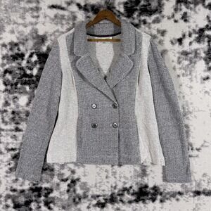 Saturday Sunday Sweater Jacket Womens Small Gray Two Tone Knit Double Breasted